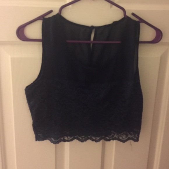 Navy blue lace crop top