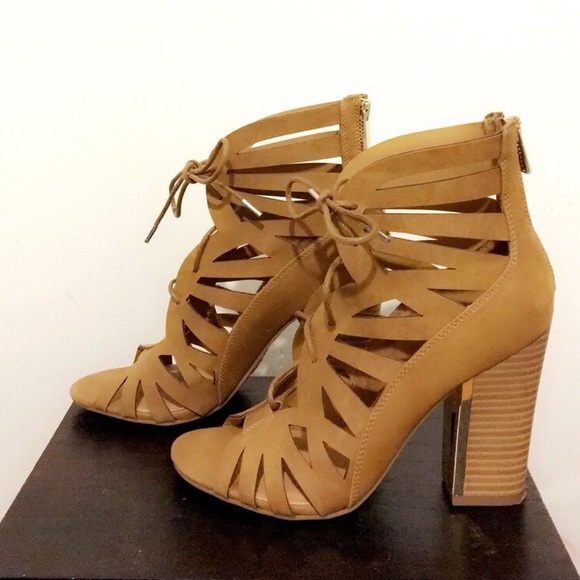 Call It Spring Shoes - Call It Spring Tan Suede Lace Up Booties - Size 8