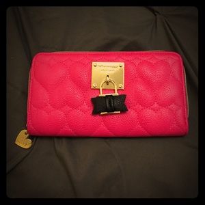 Betsey Johnson Pink heart quilted wallet