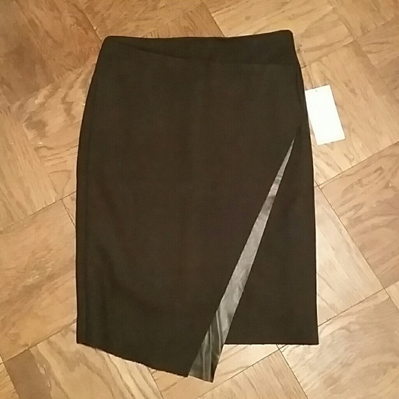 Bishop + Young | NWT leather wool black skirt - Picture 2 of 3