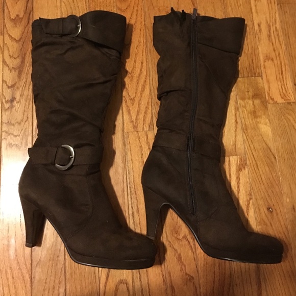 Brown suede boots