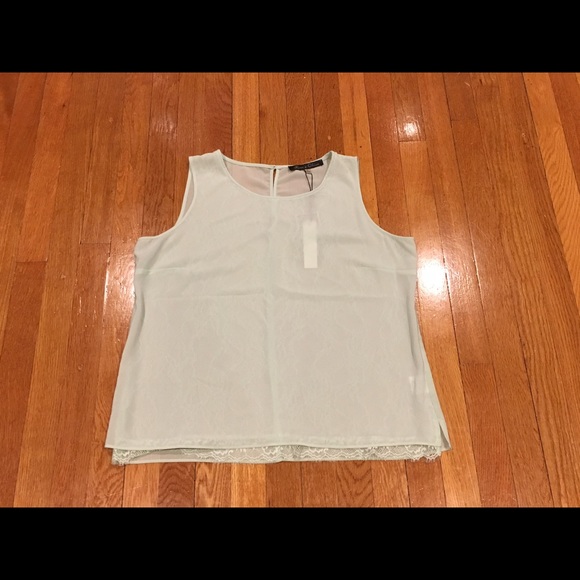 Mint Green Sheer Tank with Lace Underlay
