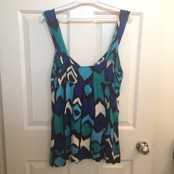 Multi-Colored (Blue) Patterned Tank Top Blouse - image 2