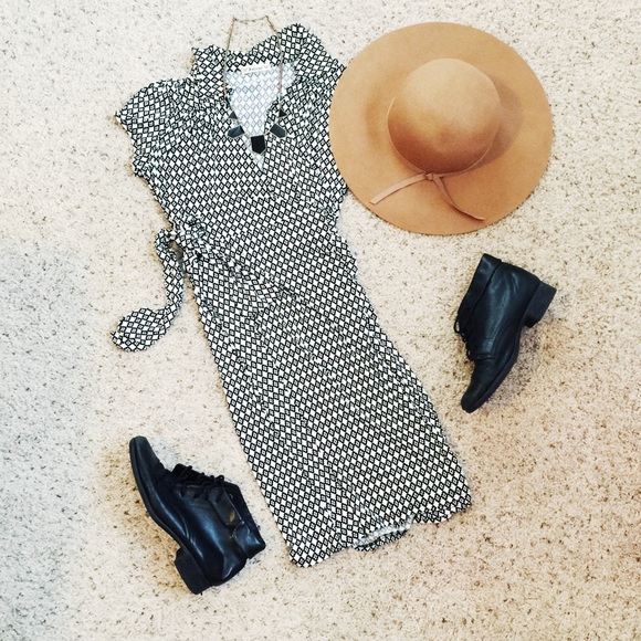 Black and white wrap dress