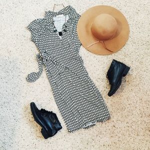 Black and white wrap dress