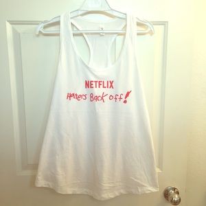 NWOT - Netflix Haters Back Off! White Racerback