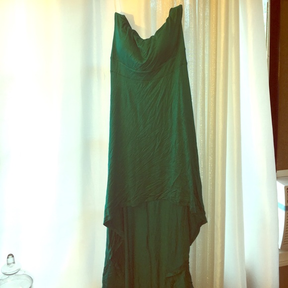 Strapless teal hi-low dress