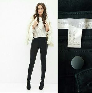 Contemporary leather paneled Jeans