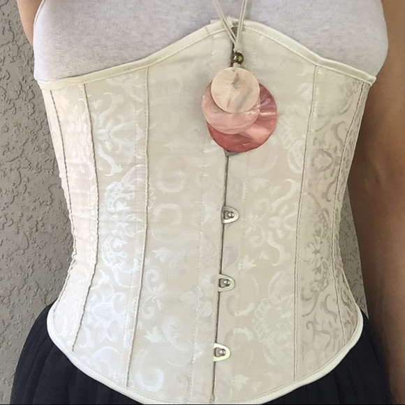 Cream Underbust Lace Up Corset XS-S