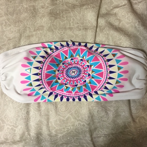 Large multi color strapless bathing suit top - Picture 1 of 2