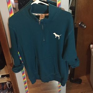 PreLoved Teal Half Zip Sweater Top by VS PINK