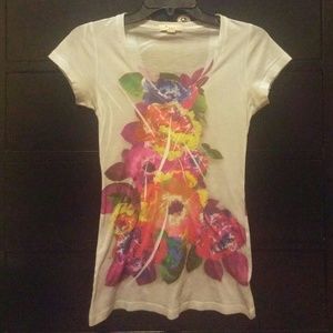 Forever 21 Floral Vneck Tee