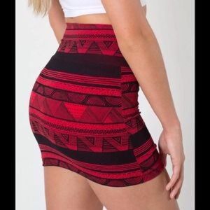 American Apparel Red Patterned Mini Skirt
