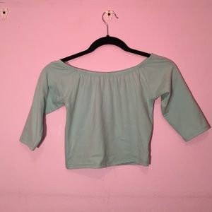 Teal quarter sleeve Nollie crop top