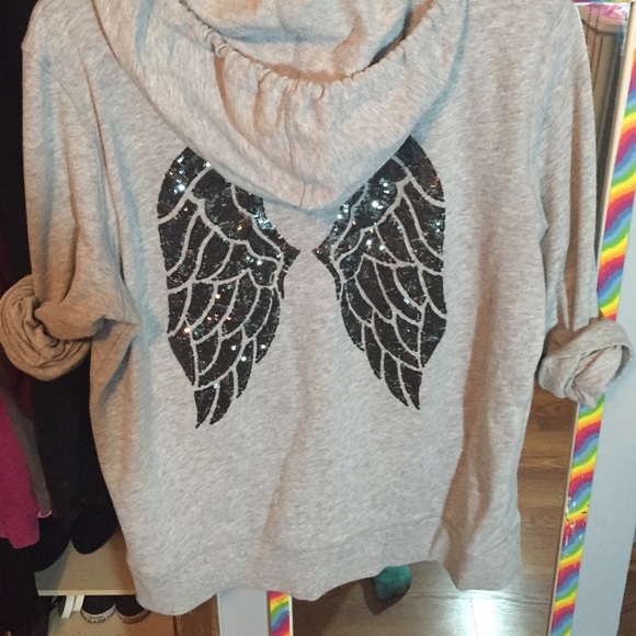 Like new Grey VSL hoodie with black sequin wings