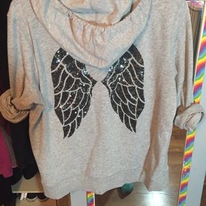 Like new Grey VSL hoodie with black sequin wings