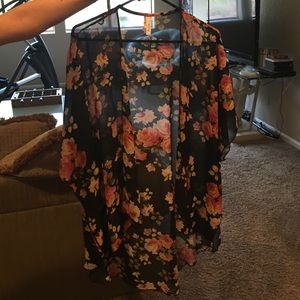 Sheer floral kimono