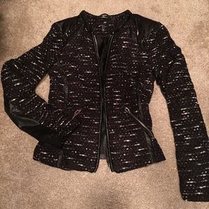 H&M tweed Boucle leather jacket