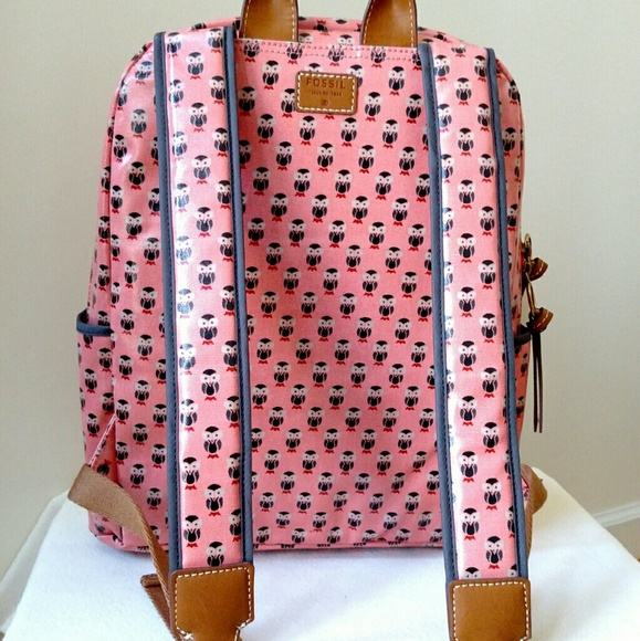 NEW Fossil Key-Per Coral Multi Owl Backpack - Picture 2 of 4