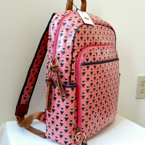 NEW Fossil Key-Per Coral Multi Owl Backpack - Picture 3 of 4