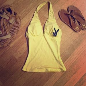 Yellow playboy bikini top