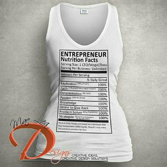 Entrepreneur Nutrition Facts Ladies White Tank