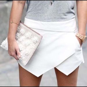 Zara asymmetrical white shorts
