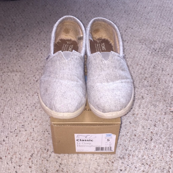 Light grey herringbone TOMS