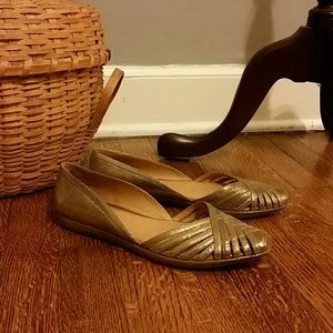 Frye Gold Clementine Side Dip Skimmer Flats sz 7.5
