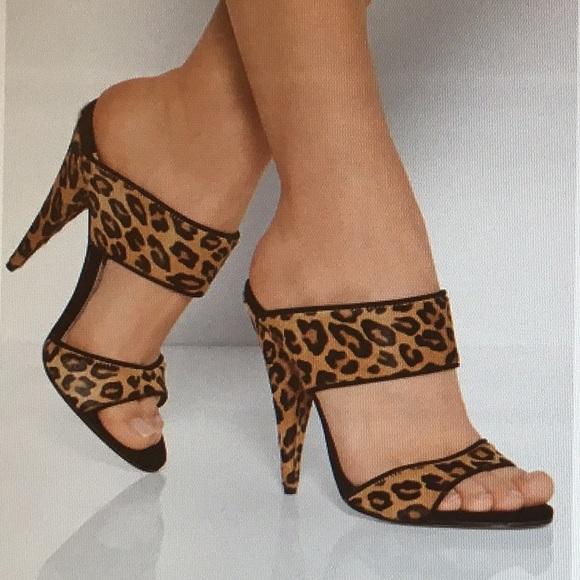 Miu Miu Leopard print calf hair mules