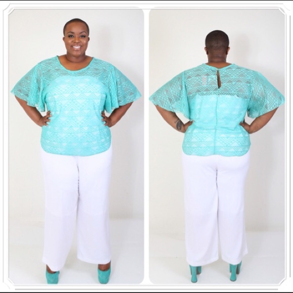 Ashley Stewart aqua green top
