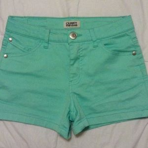 Celebrity pink Sea foam green shorts