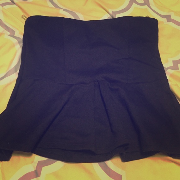 Black peplum tube top