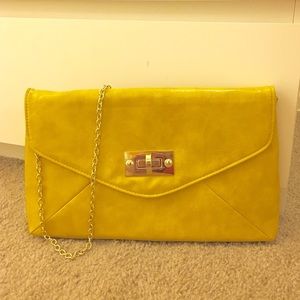 Yellow Clutch With Optional Gold Strap