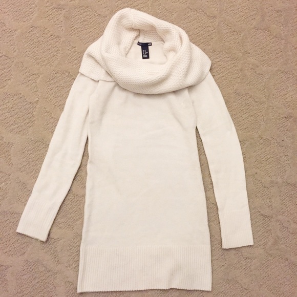 Cream Cowl Neck Tunic Sweater