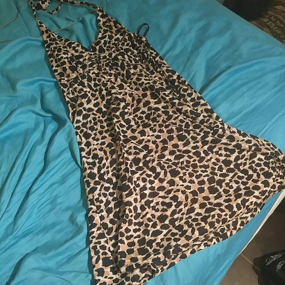 Kind of leopard print A-line H&M halter dress