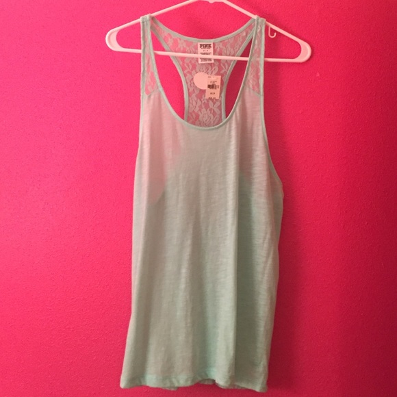 VS Pink lace back racerback tank top