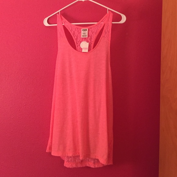 VS Pink lace back racerback tank top