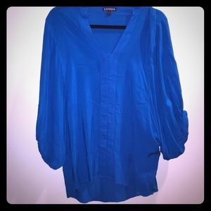 Blue Express Blouse with a puffy dolman sleeve!