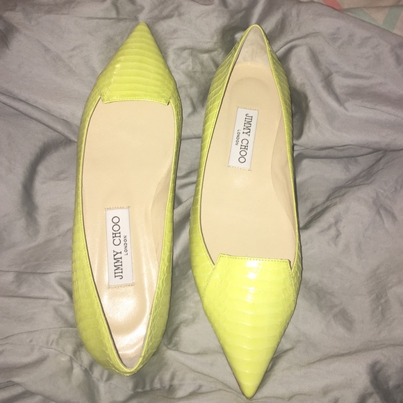 Jimmy Choo Attila - Lemon Elaphe Flat. SIZE 37