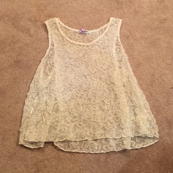 White Floral Lace Free People Crop Top