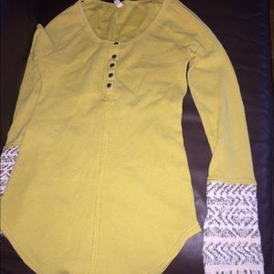 Mustard yellow long sleeve free people top
