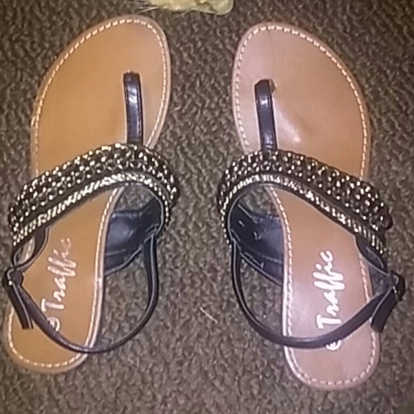 Gold & black sandals