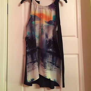 Sunset patterned halter neck tank