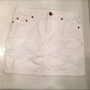 NWOT J Crew white distressed denim mini