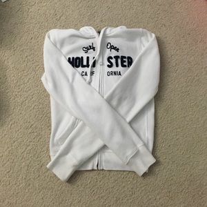 White hollister zip up