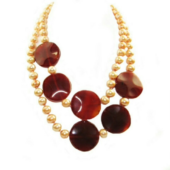 Peach circler Freshwater Pearl Neckless