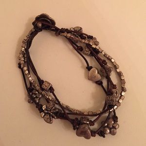 AEO silver and brown bracelet
