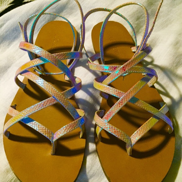 ☄jcrew iridescent wrap sandals!