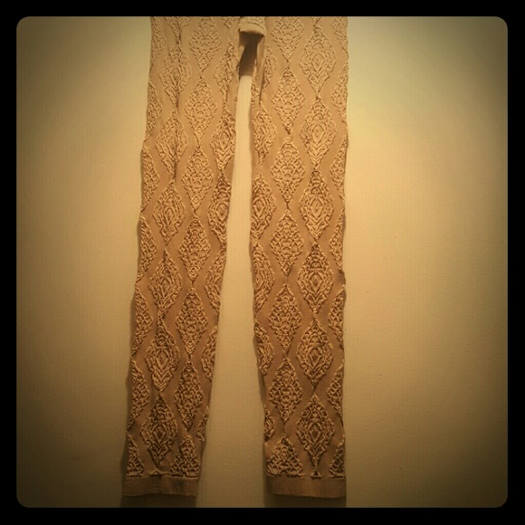 Tan printed leggings